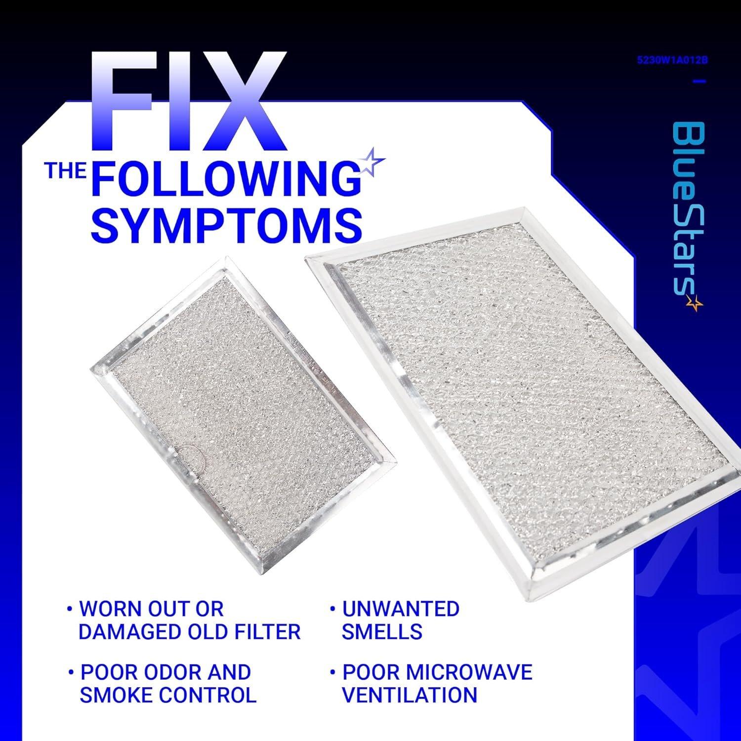 [Lifetime Warranty] WB06X10309 WB06X10359 5230W1A012B Microwave Oven Grease Filter Replacement 5" x 7-3/4" - Compatible with LG GE Sears Over-The-Range Microwave Ovens - Pack of 2 image 5