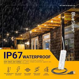 120W 12V LED Power Supply Driver 10A with US Standard 3-Prong Plug by BlueStars - AC 100-260V to 12V DC Constant Voltage Transformer, IP67 Waterproof for LED Strip Lights Indoor & Outdoor thumbnail 5