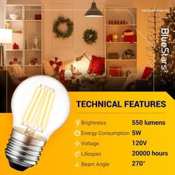 [Lifetime Warranty] G45 E26 Edison LED Filament Globe Bulb 120V 5W - Pack of 3 thumbnail 3