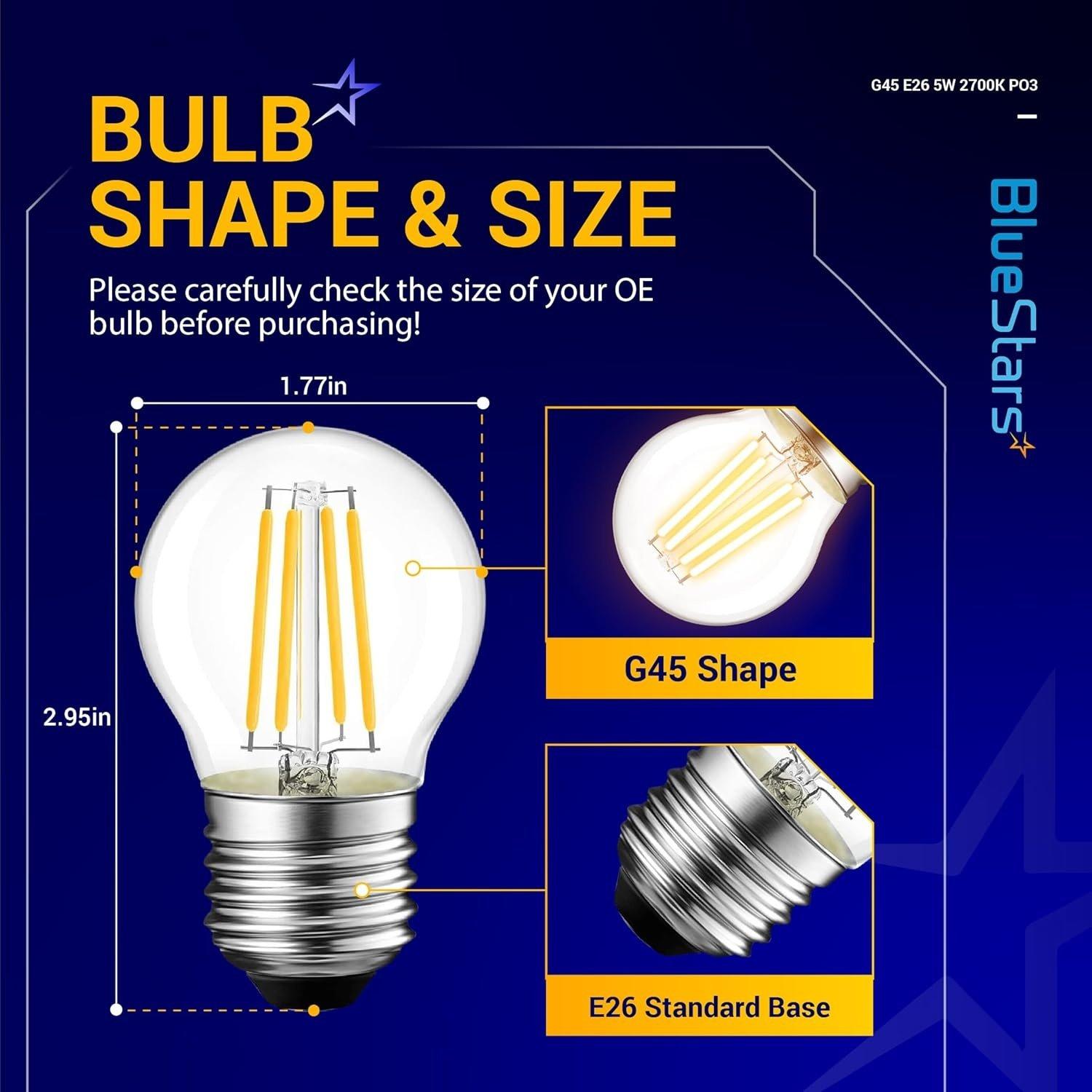 [Lifetime Warranty] G45 E26 Edison LED Filament Globe Bulb 120V 5W - Pack of 3 image 4