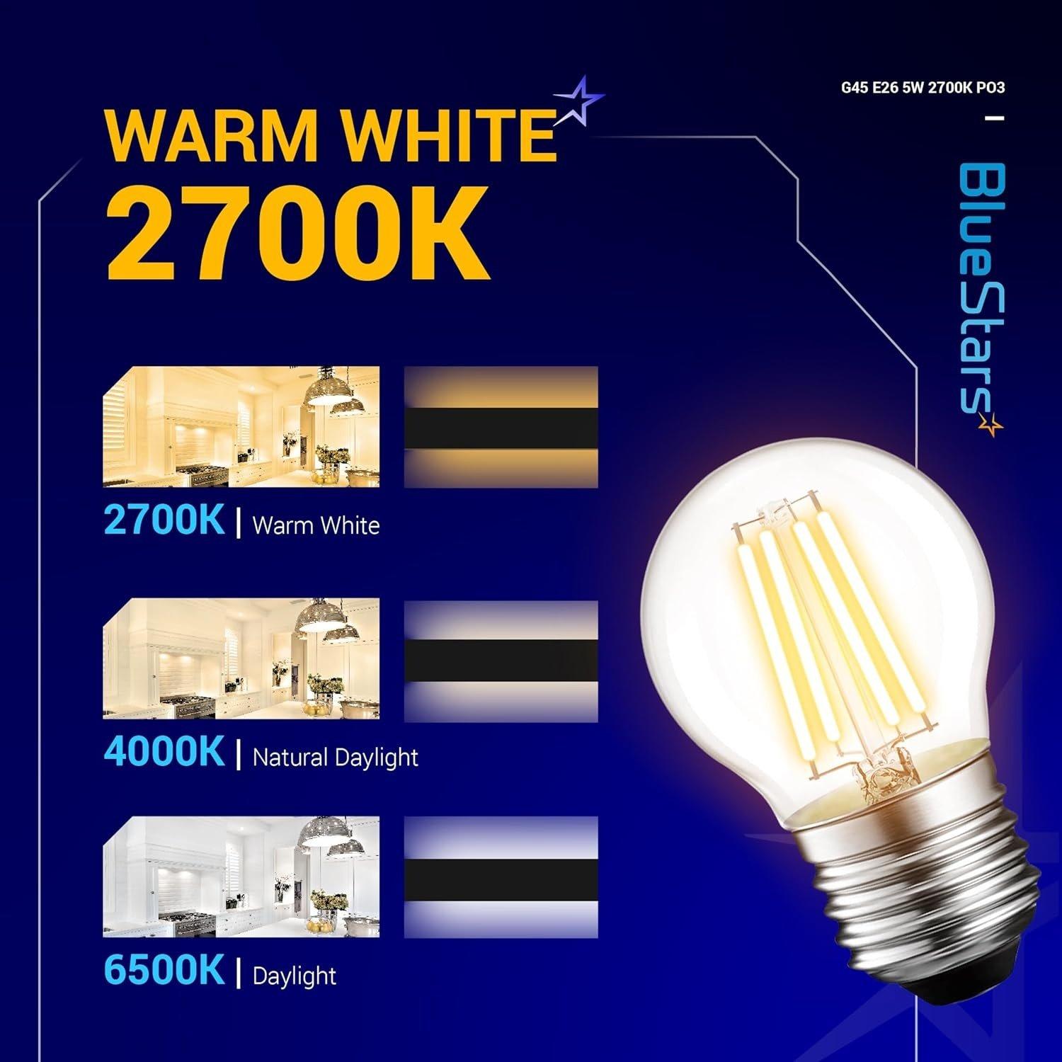 [Lifetime Warranty] G45 E26 Edison LED Filament Globe Bulb 120V 5W - Pack of 3 image 6