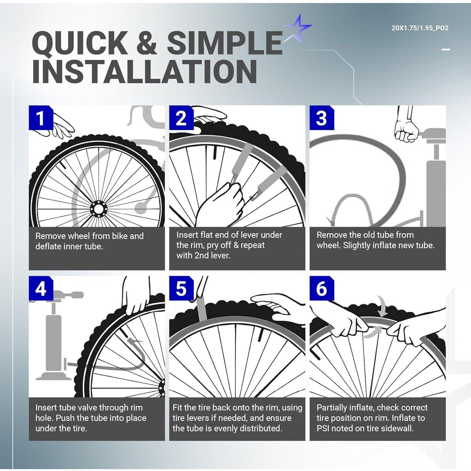 [Lifetime Warranty] 20 X 1.75/1.95/2.10/2.125 inch Bicycle Tire Inner Tubes - Pack of 2 image 8