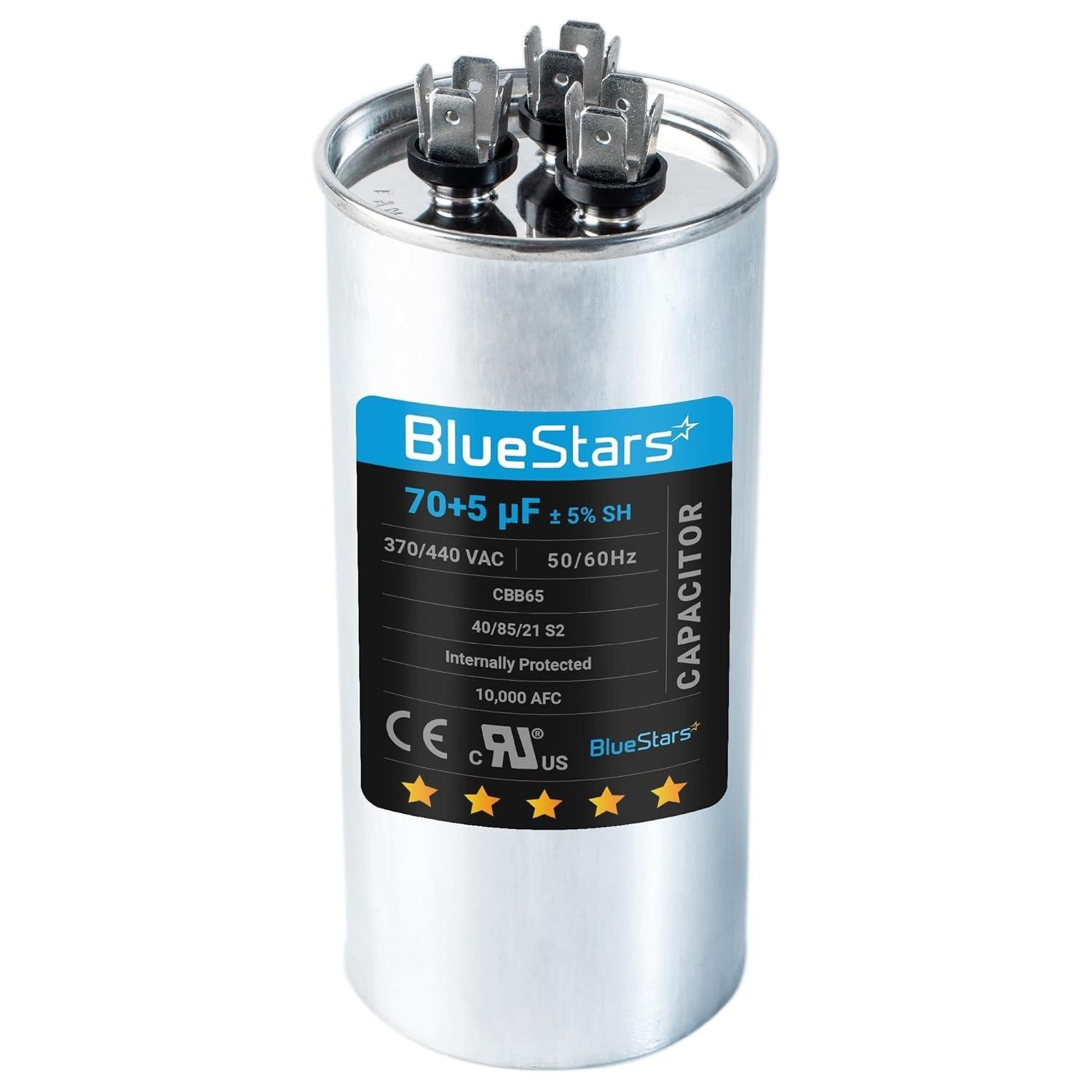 [Lifetime Warranty] 70+5 uF MFD ±5% 370/440 VAC CBB65 Dual Run Circular Start Capacitor - Fits AC Motor Run, Fan Start, Heat Pump image 0