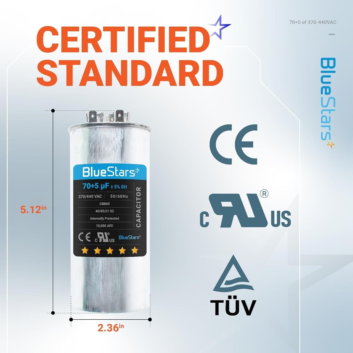 [Lifetime Warranty] 70+5 uF MFD ±5% 370/440 VAC CBB65 Dual Run Circular Start Capacitor - Fits AC Motor Run, Fan Start, Heat Pump image 11