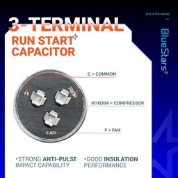 [Lifetime Warranty] 70+5 uF MFD ±5% 370/440 VAC CBB65 Dual Run Circular Start Capacitor - Fits AC Motor Run, Fan Start, Heat Pump thumbnail 9