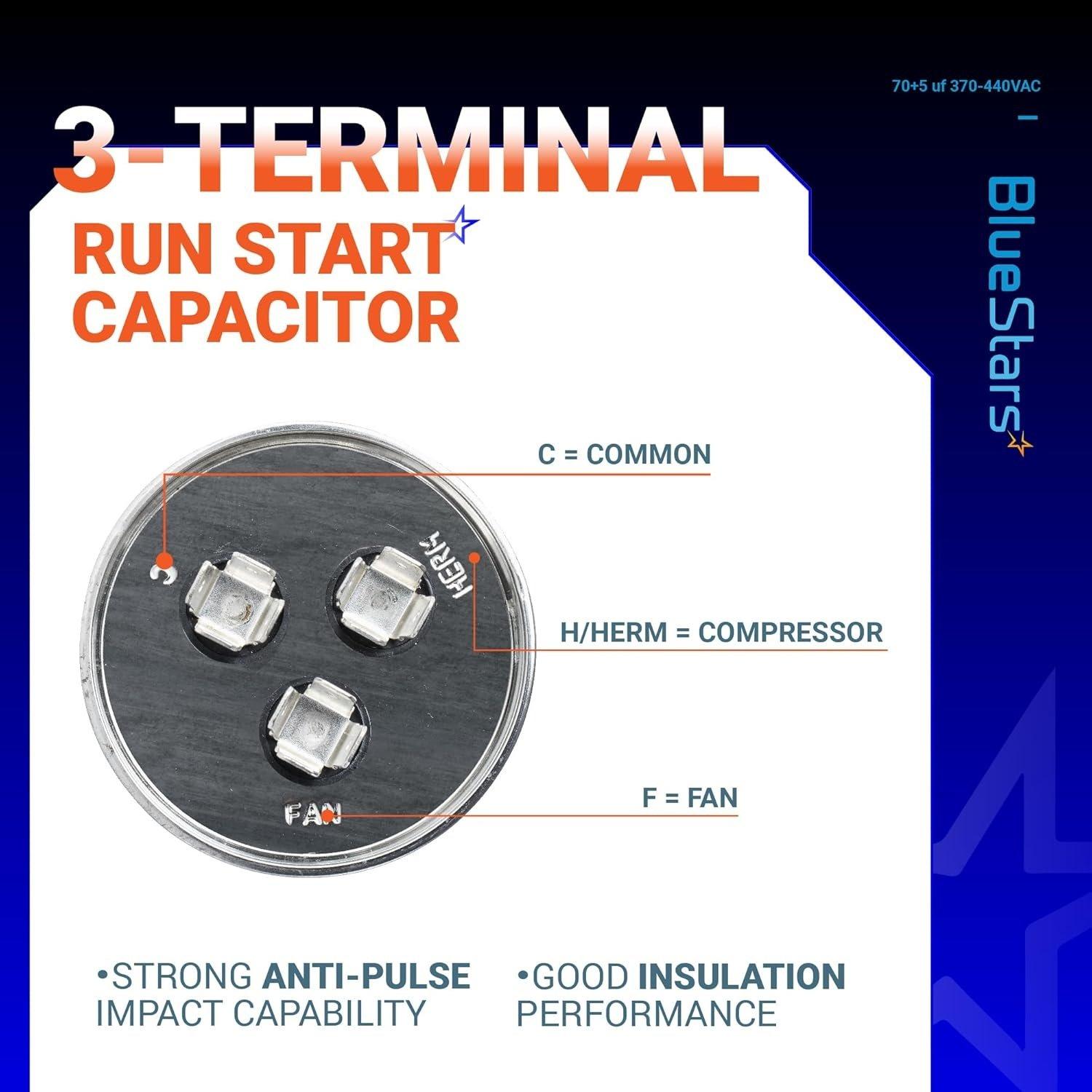 [Lifetime Warranty] 70+5 uF MFD ±5% 370/440 VAC CBB65 Dual Run Circular Start Capacitor - Fits AC Motor Run, Fan Start, Heat Pump image 9