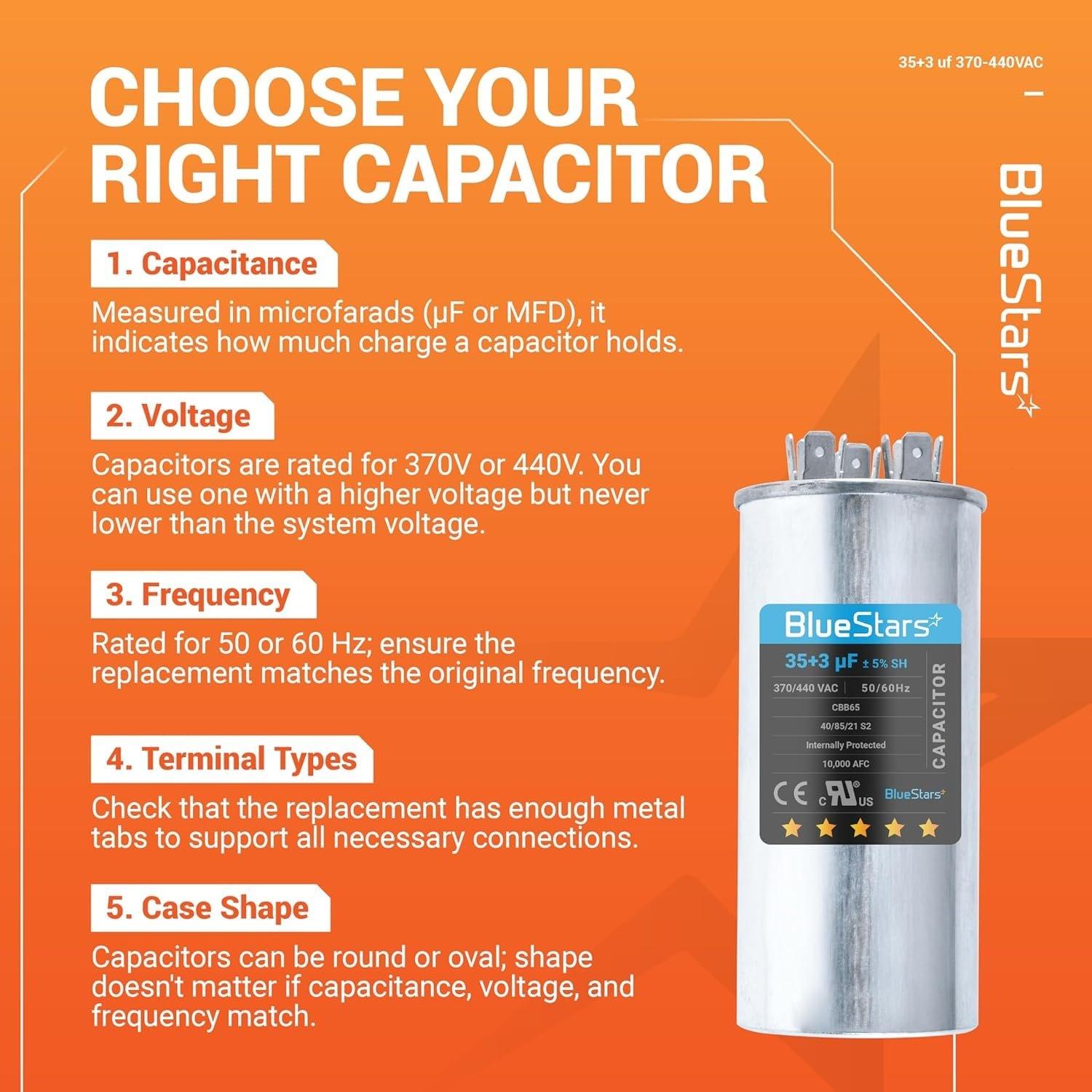 2-pack 35+3 MFD uf 370/440 Volt Dual Run Round Capacitor CBB65 image 6