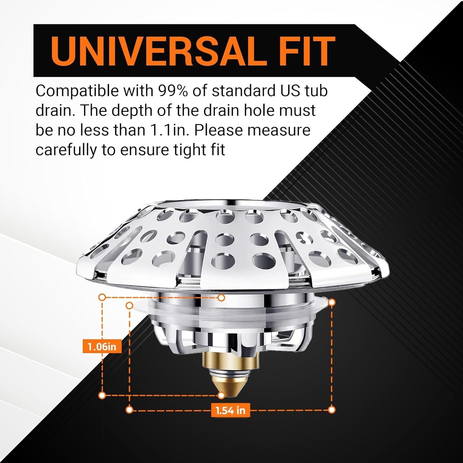 Pop-up Bathtub Drain Stopper with Double Hair Catcher image 1