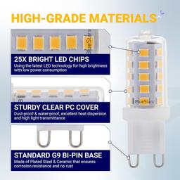 [Lifetime Warranty] G9 LED Bulbs, 4W (40W Equivalent), Warm White, Dimmable, No-Flicker - Pack of 10 thumbnail 6