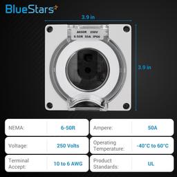 [Lifetime Warranty] NEMA 6-50R Outdoor Power Outlet Box, 50A 250V 3 Pole 4 Wire thumbnail 6