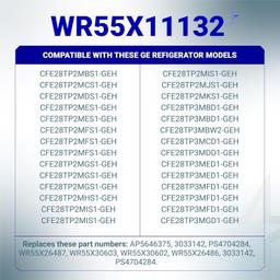 [Lifetime Warranty] WR55X11132 WR55X25754 Refrigerator LED Light and Cover Replacement - Compatible with GE General Electric Refrigerators - Replaces WR55X26487 WR55X30603 AP5646375 PS4704284 3033142 thumbnail 2