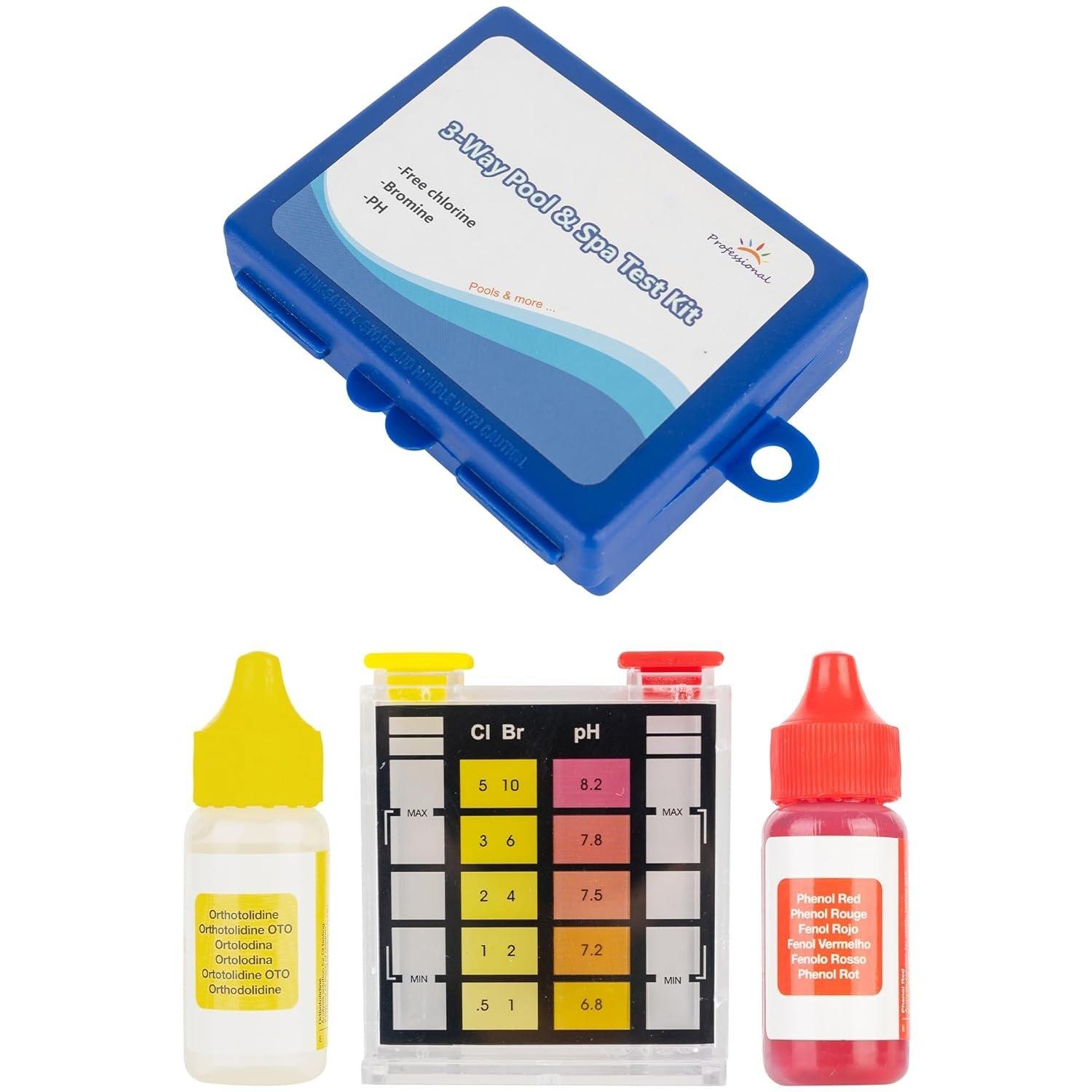 Standard 3-Way Swimming Pool & Spa Water Test Kit - Test Water for pH, Chlorine, and Bromine image 0