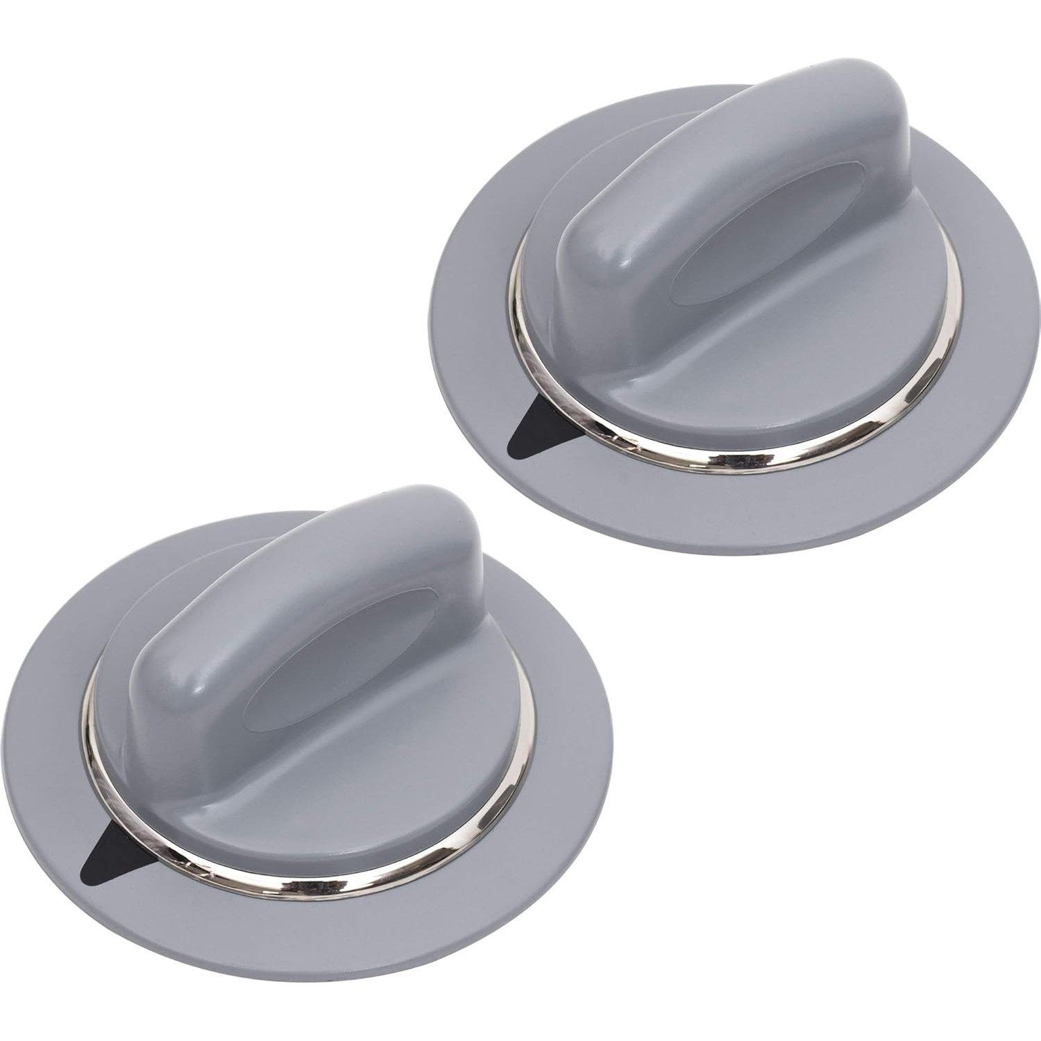 [Lifetime Warranty] WE1M964 Dryer Timer Control Knob with Metal Ring - Compatible with GE Dryers - Replaces 1811122 AP4980845 PS3487132 AH3487132 EAP3487132 (Gray) - Pack of 2 image 0