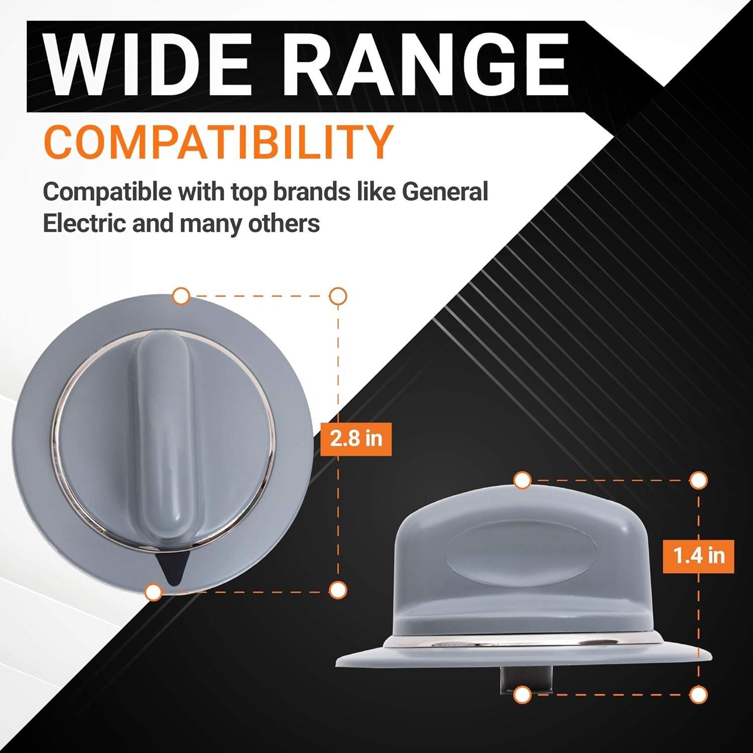 [Lifetime Warranty] WE1M964 Dryer Timer Control Knob with Metal Ring - Compatible with GE Dryers - Replaces 1811122 AP4980845 PS3487132 AH3487132 EAP3487132 (Gray) - Pack of 2 image 6