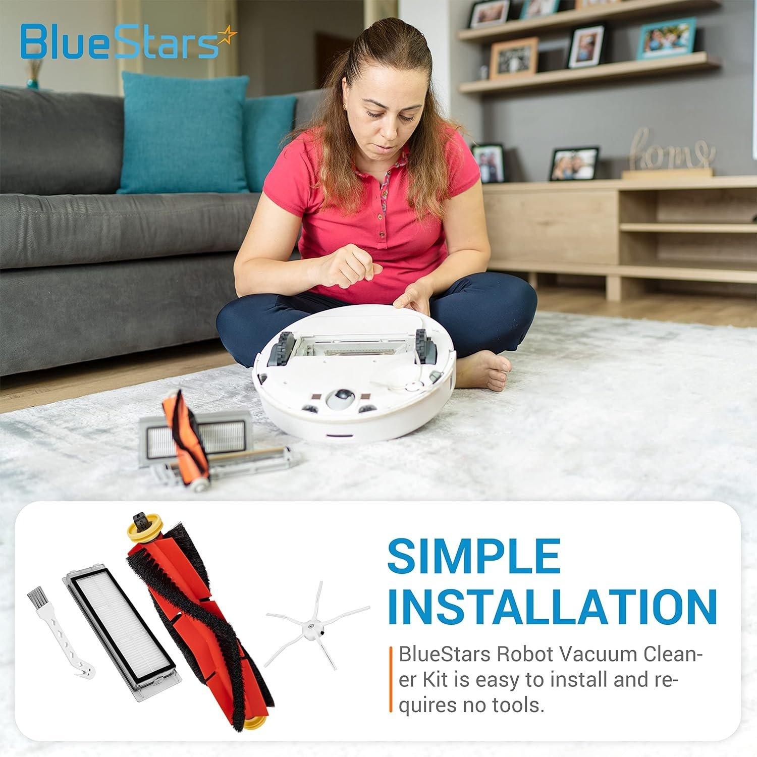 [Lifetime Warranty] Accessories Kit for Roborock S6 Pure S6 E4 S4 S4 Max S5 S5 Max E2 E3 E5 E20 E25 E35 S50 S65 Xiaomi Mijia Robot Vacuum - 2 Main Brush, 6 Side Brush, 4 HEPA Filter, 1 Sweeping Brush image 1