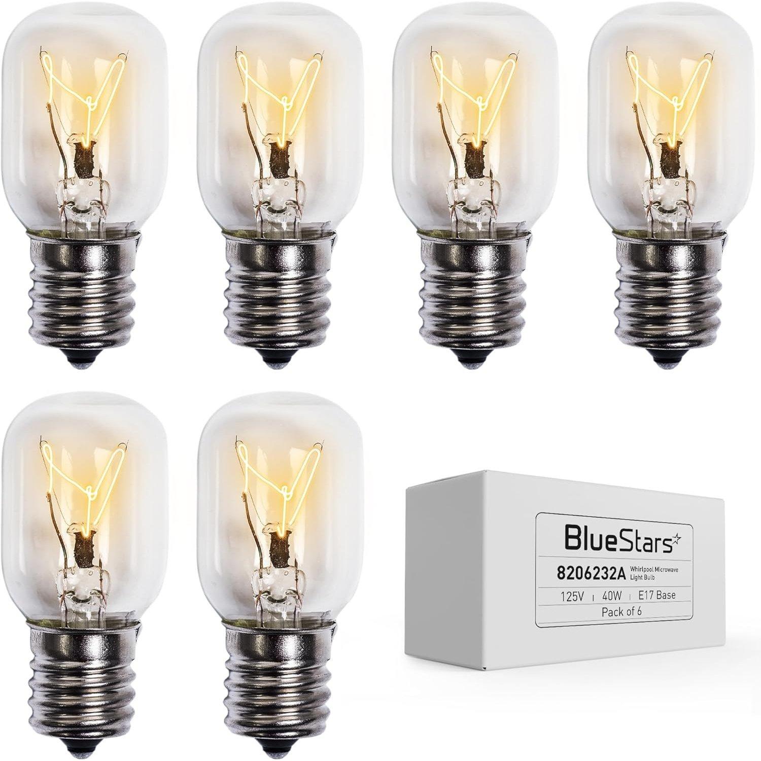 [Lifetime Warranty] 8206232A Whirlpool Microwave Light Bulb Kei 125V 40W E17 Base - Pack of 6 image 0
