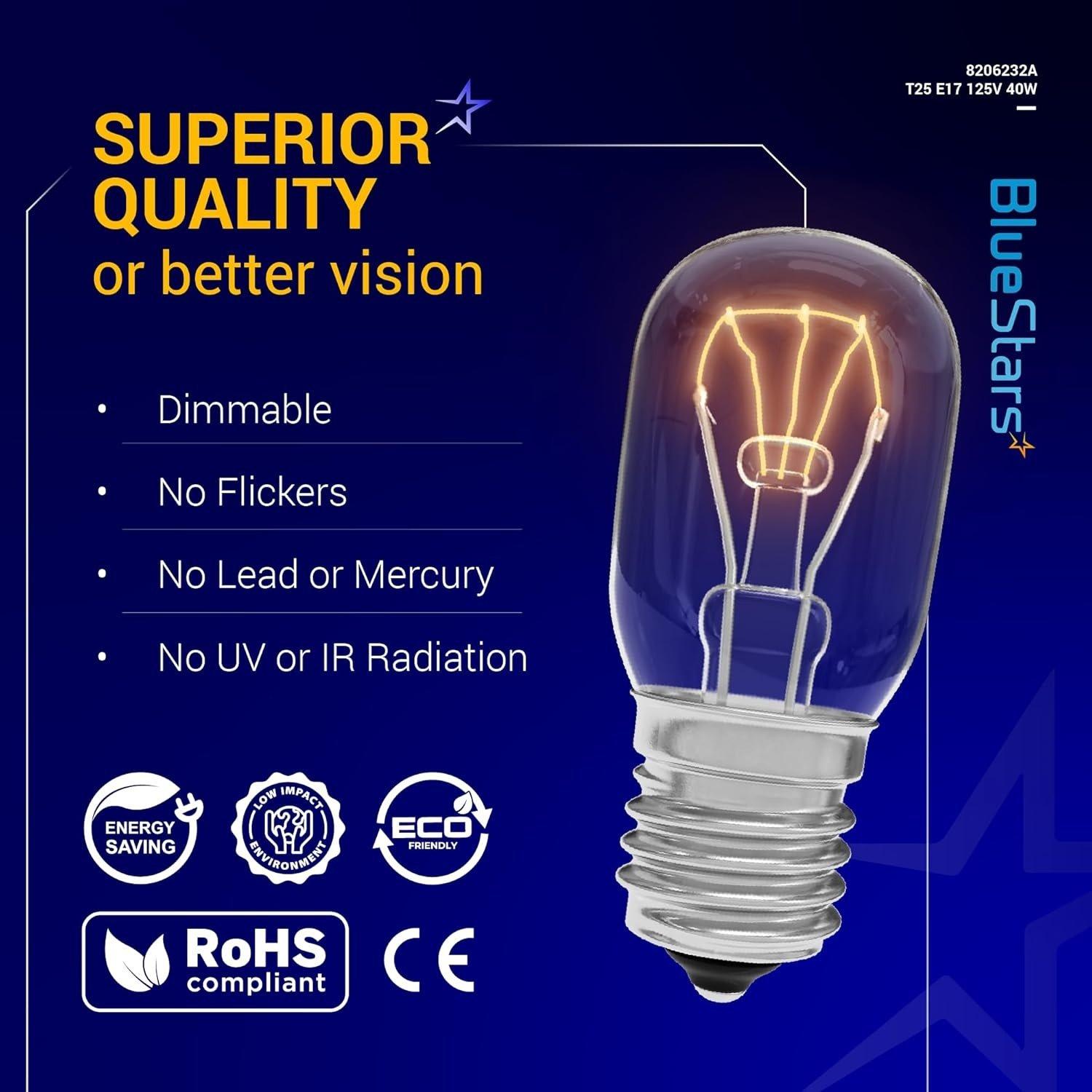 [Lifetime Warranty] 8206232A Whirlpool Microwave Light Bulb Kei 125V 40W E17 Base - Pack of 6 image 7