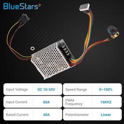 10-55V 12V 24V 36V 48V 60A 15KHZ PWM DC Brushed Motor Speed Controller Switch thumbnail 5