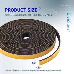 [Lifetime Warranty] Adhesive Door & Window Foam Tape 1/2"W x 1/8" T 33ft thumbnail 1