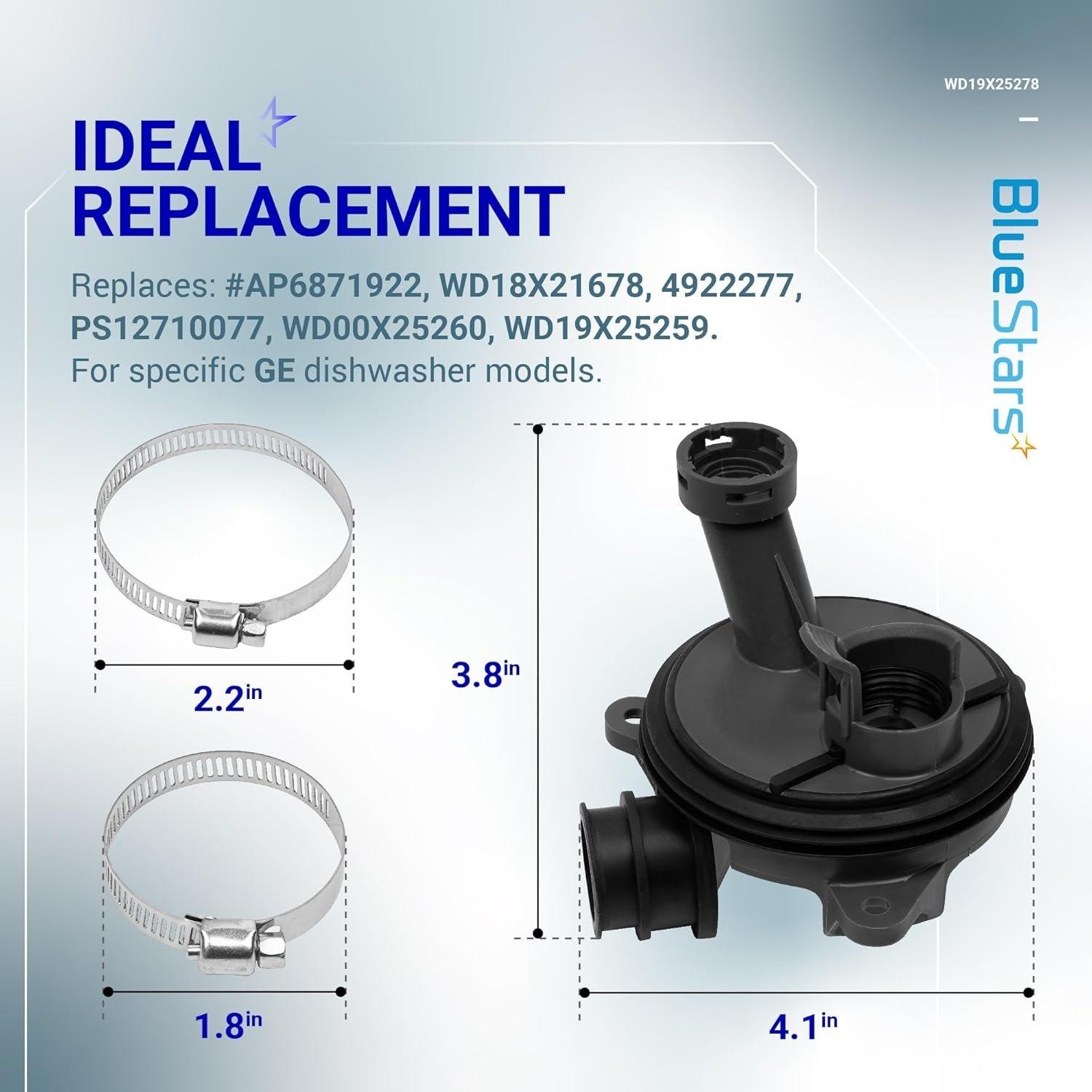 [Lifetime Warranty] WD19X25278 Dishwasher Diverter Valve Kit - Compatible with General Electric GE Dishwashers - Replaces WD00X25260, WD18X21678, WD19X25259, WD00X25260, 4922277, AP6871922, PS12710077 image 2