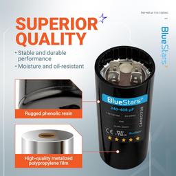 [Lifetime Warranty] 340-408 uF MFD 110-125 VAC ±20% Round Start Capacitor 50/60 Hz - Fits Single-Phase Motors, Gear Motors thumbnail 2