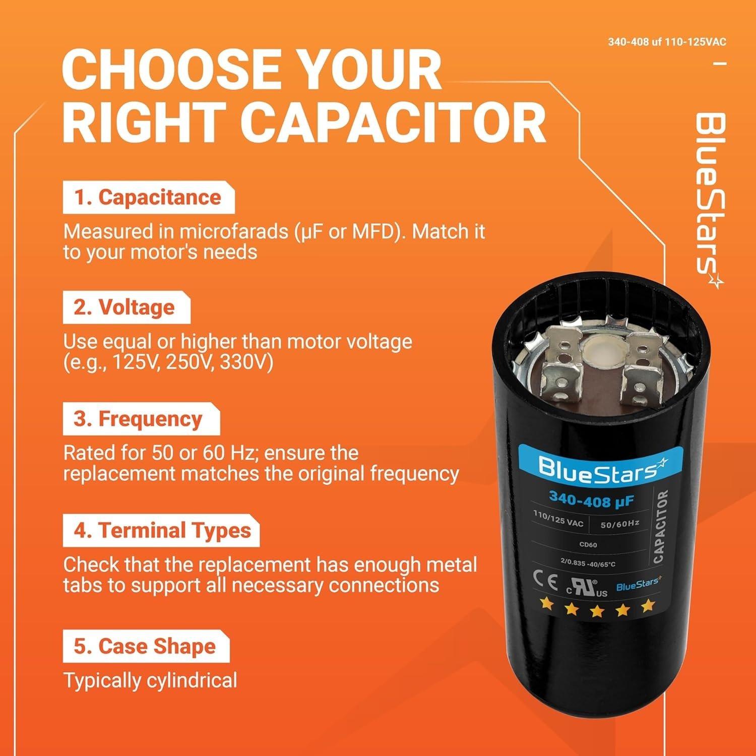 [Lifetime Warranty] 340-408 uF MFD 110-125 VAC ±20% Round Start Capacitor 50/60 Hz - Fits Single-Phase Motors, Gear Motors image 4