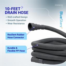 [Lifetime Warranty] 10 Feet Universal Dishwasher & Washing Machine Drain Hose - Flexible Corrugated Extension Kit with 1 Extension Adapter, 2 Clamps, 1 U-Bend Hose Holder thumbnail 1