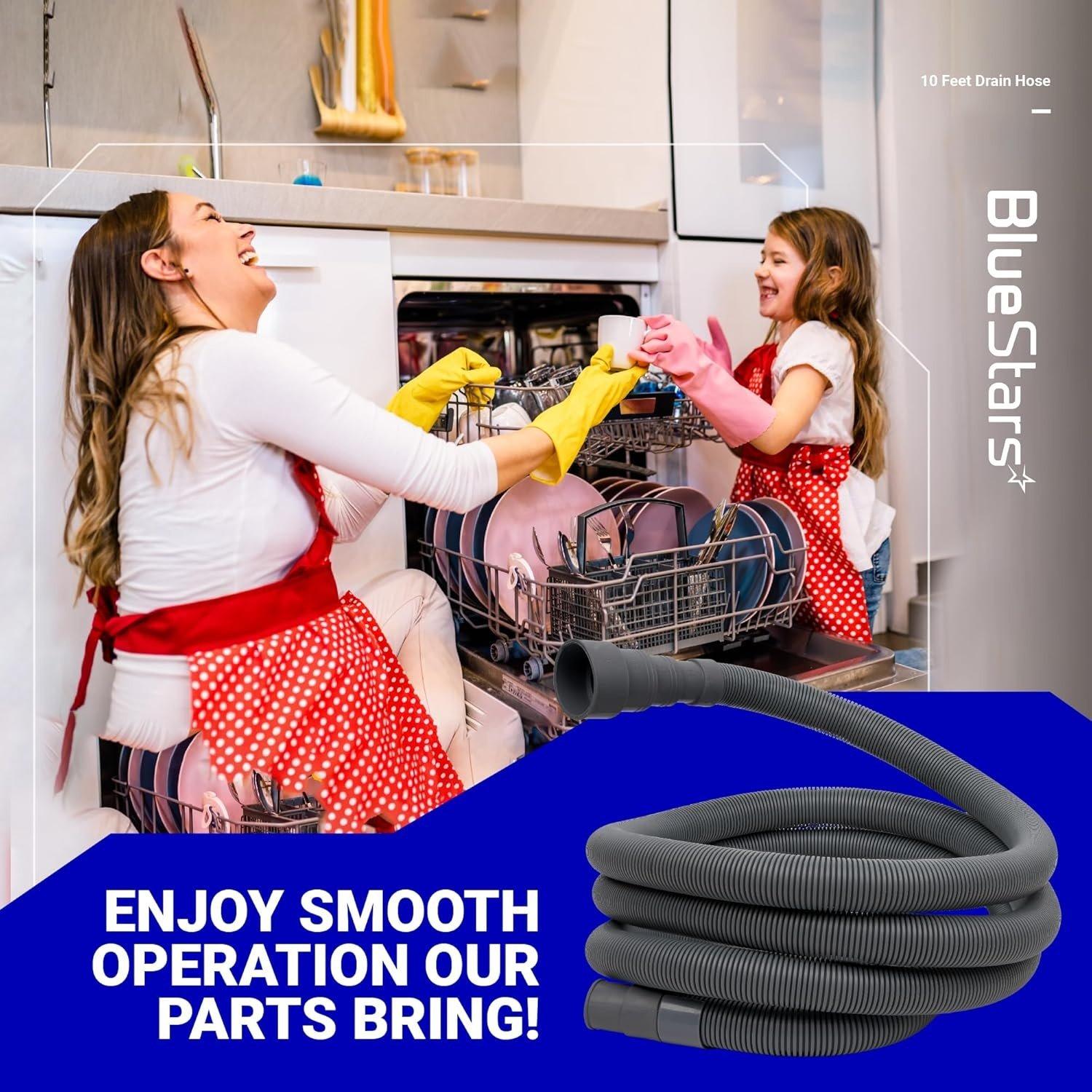 [Lifetime Warranty] 10 Feet Universal Dishwasher & Washing Machine Drain Hose - Flexible Corrugated Extension Kit with 1 Extension Adapter, 2 Clamps, 1 U-Bend Hose Holder image 3