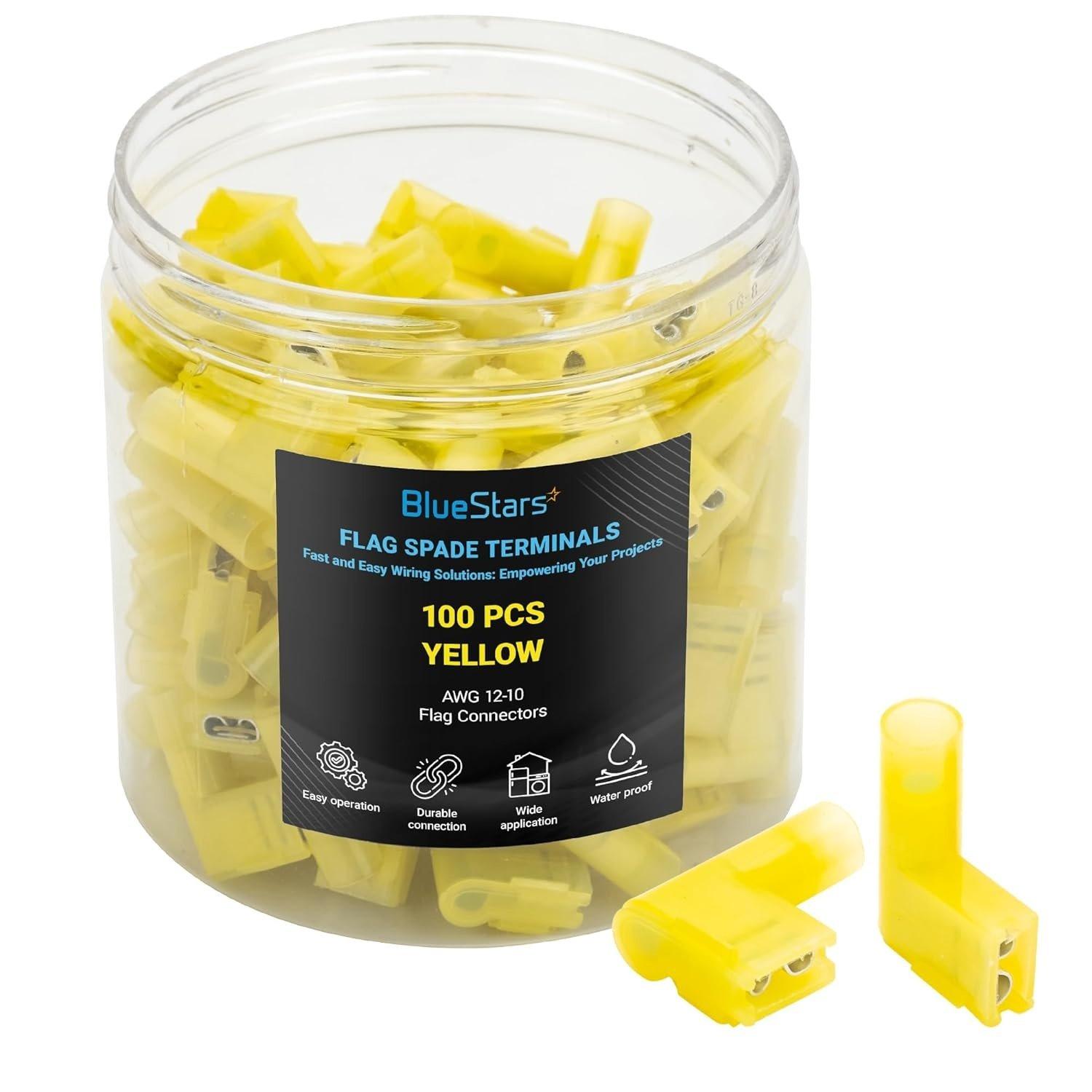 [Lifetime Warranty] 100 PCS Yellow Flag Spade Terminals Female image 0