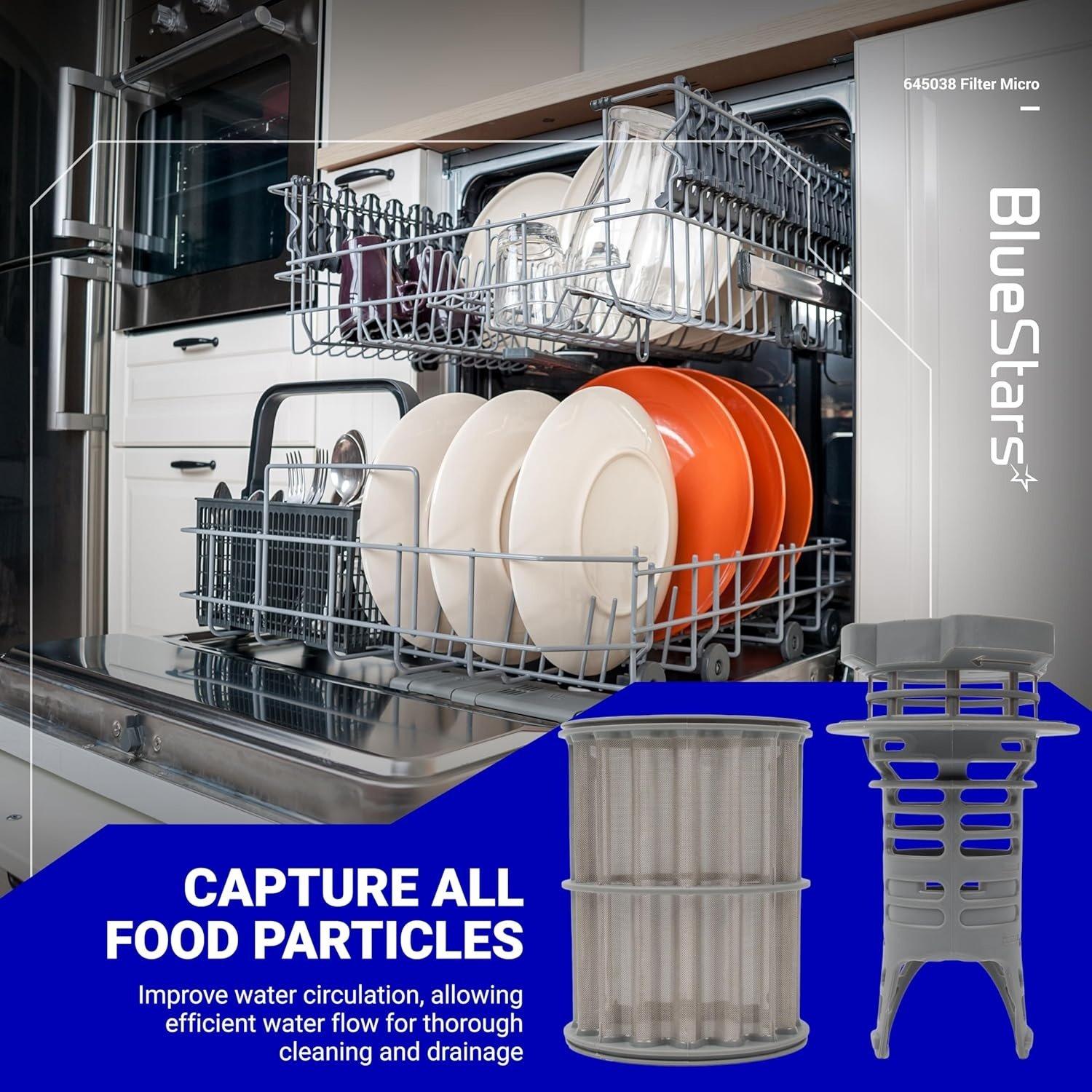 [Lifetime Warranty] 645038 Dishwasher Drain Mesh Micro Filter - Compatible with Bosch Thermador Kenmore Dishwashers - Replaces 00651097 1560725 AH3479708 AP4339631 PS8730270 image 2