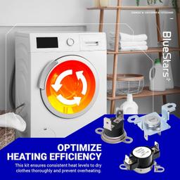 [Lifetime Warranty] 137032600 134120900 Dryer Thermal Limiter & 3204267 Thermostat Replacement Kit - Compatible with Frigidaire & Kenmore Dryers - Replace 3205659 1489053 AP4368739 thumbnail 1