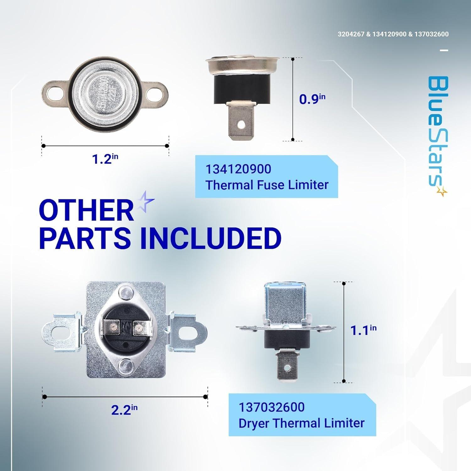 [Lifetime Warranty] 137032600 134120900 Dryer Thermal Limiter & 3204267 Thermostat Replacement Kit - Compatible with Frigidaire & Kenmore Dryers - Replace 3205659 1489053 AP4368739 image 4