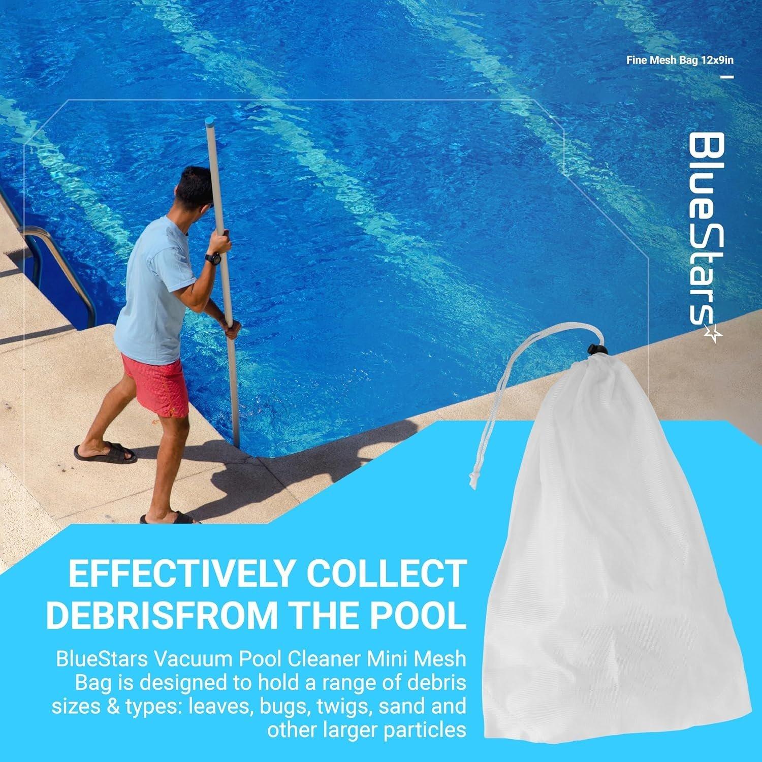 Pool Vacuum Cleaner Mini Fine Mesh Bag 12 x 9” with Pull-N-Lock Cord image 4