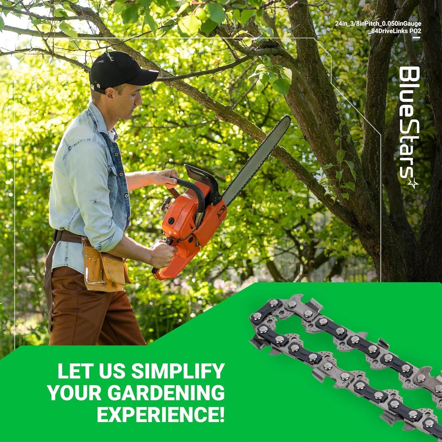 [Lifetime Warranty] 24-inch Chainsaw Chain 3/8" LP Pitch, 0.050" Gauge, 84 Drive Links - Pack of 2 image 7