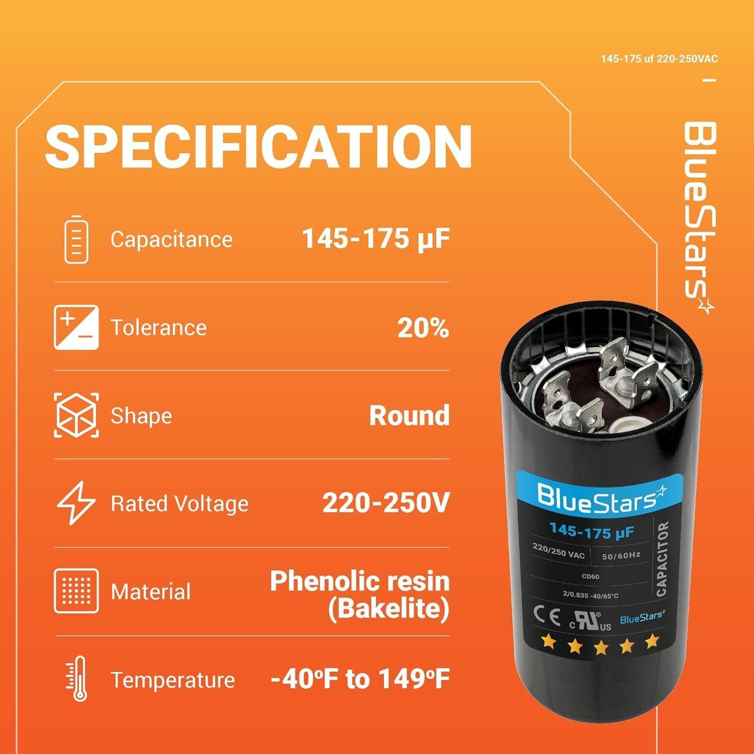 [Lifetime Warranty] 145-175 uF MFD 220-250 VAC CD60 50/60 Hz Round Motor Start Capacitor - Fits Pool Pump, Well Pump image 4