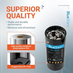[Lifetime Warranty] 145-175 uF MFD 220-250 VAC CD60 50/60 Hz Round Motor Start Capacitor - Fits Pool Pump, Well Pump thumbnail 7