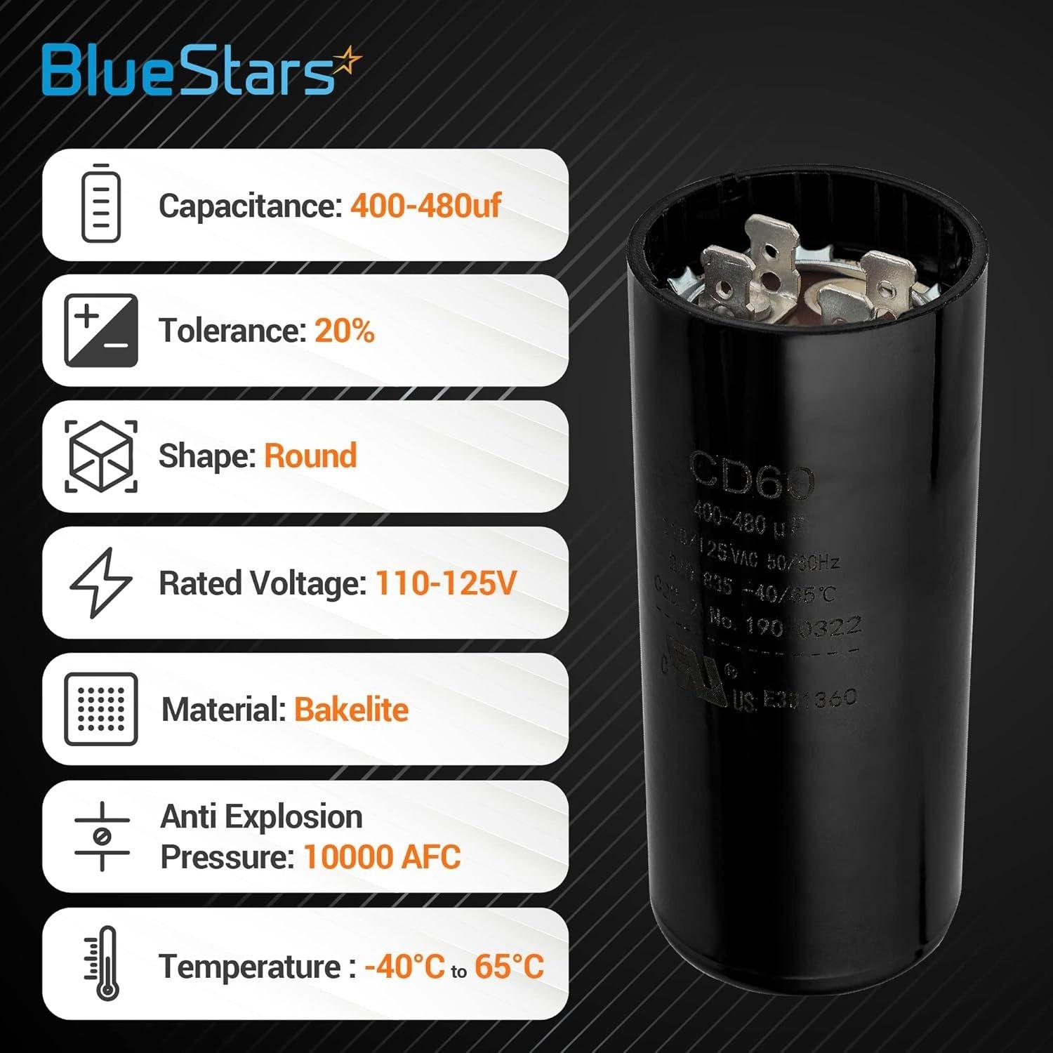 400-480 uF/MFD 110-125 VAC Round Motor Start Capacitor image 2