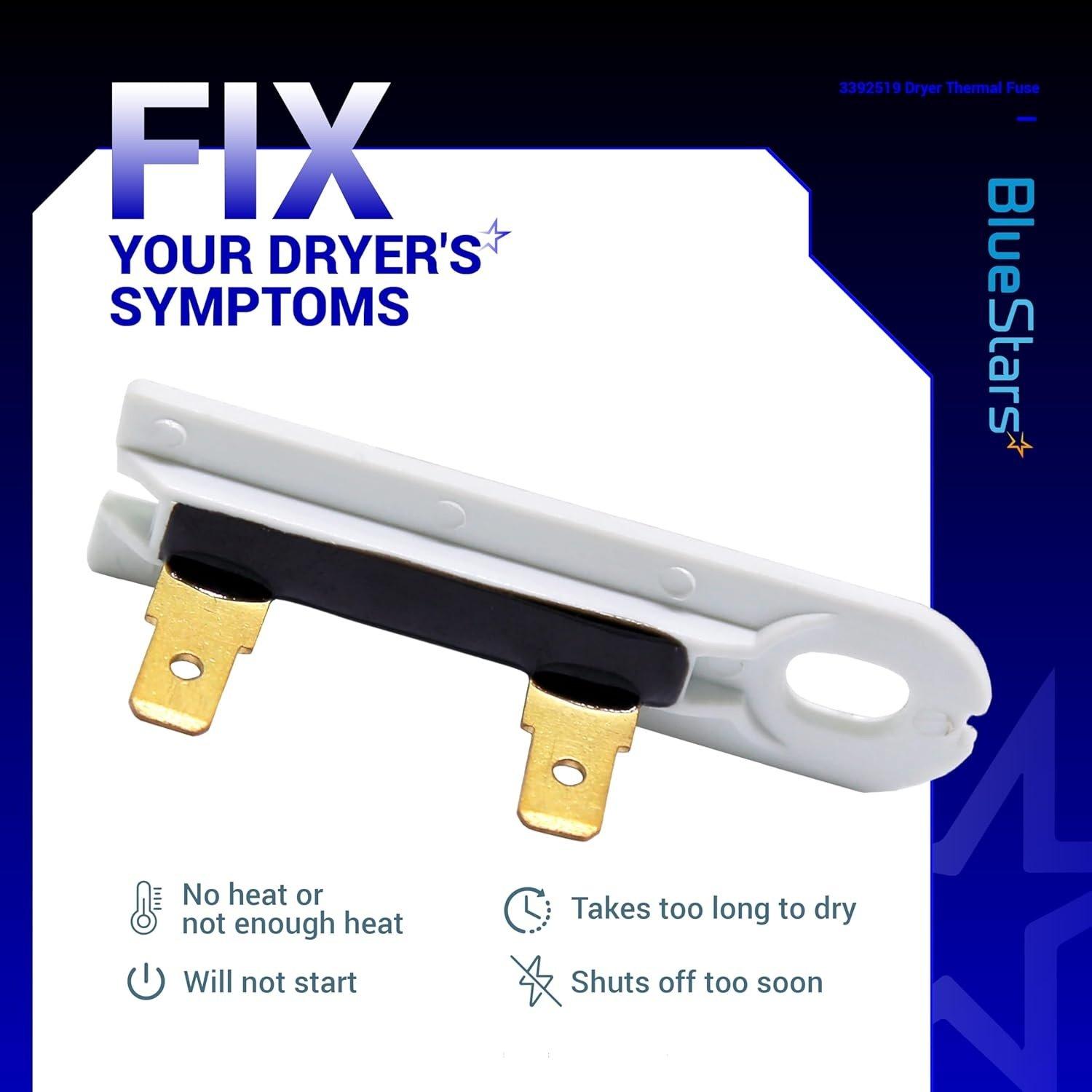 [Lifetime Warranty] 3392519 Dryer Thermal Fuse - Compatible with Whirlpool Maytag Kenmore Dryers - Replaces AP6008325 3388651 694511 80005 WP3392519VP WP3392519 ET401 PS11741460 - Pack of 3 image 2