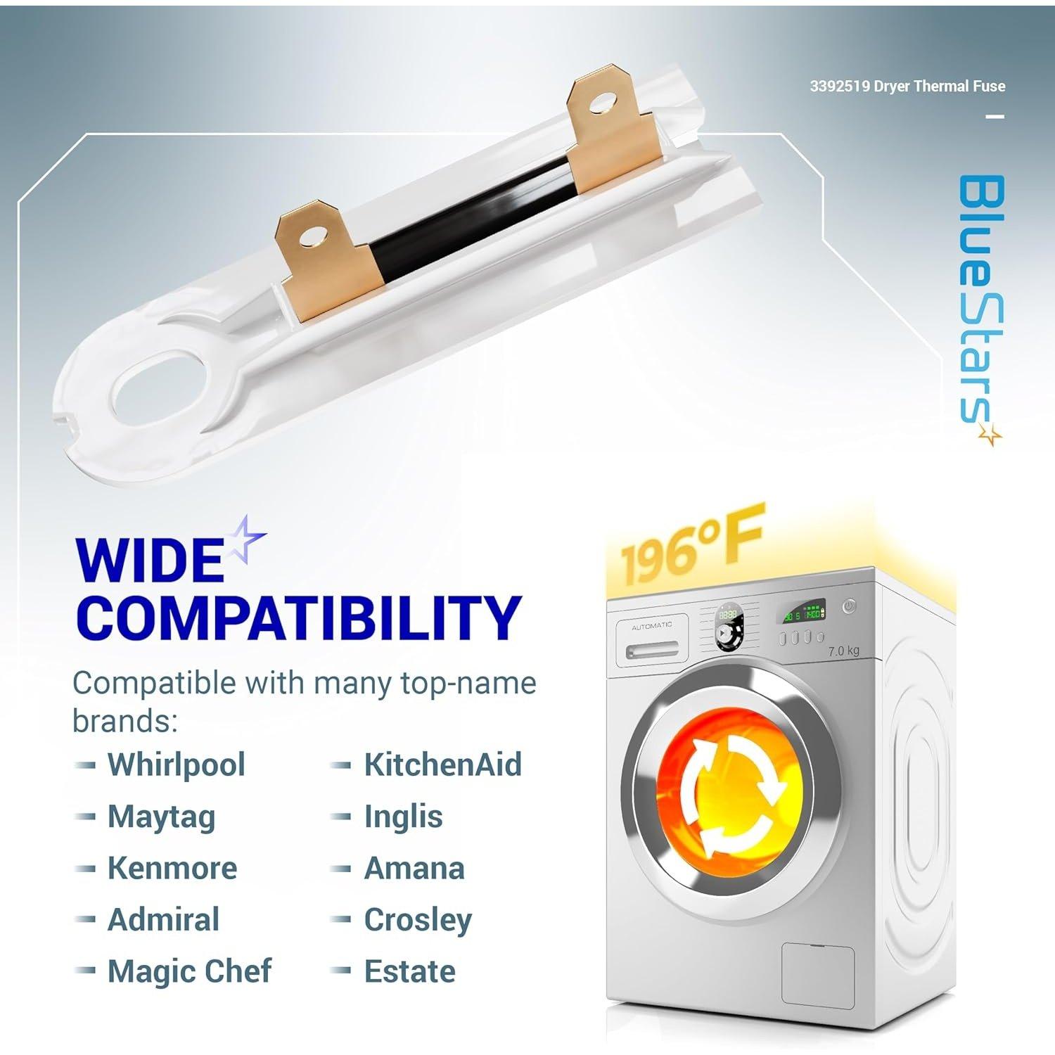 [Lifetime Warranty] 3392519 Dryer Thermal Fuse - Compatible with Whirlpool Maytag Kenmore Dryers - Replaces AP6008325 3388651 694511 80005 WP3392519VP WP3392519 ET401 PS11741460 - Pack of 3 image 4