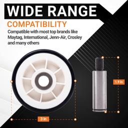 [Lifetime Warranty] 12001541, 303373, 303373K Dryer Drum Roller Kit & 6-3700340 Dryer Idler Pulley & WP33002535 Dryer Drum Belt Repair Kit thumbnail 2
