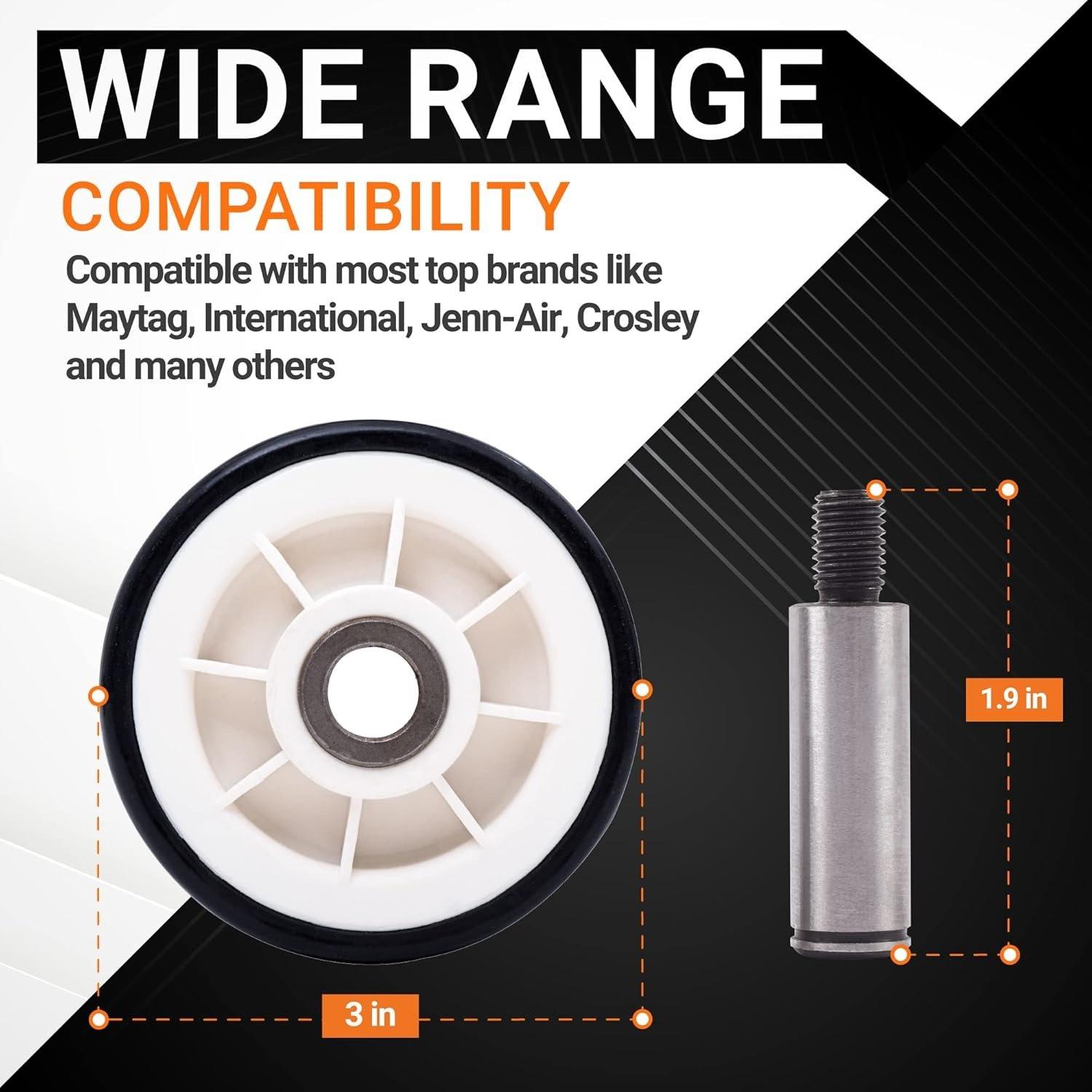 [Lifetime Warranty] 12001541, 303373, 303373K Dryer Drum Roller Kit & 6-3700340 Dryer Idler Pulley & WP33002535 Dryer Drum Belt Repair Kit image 2