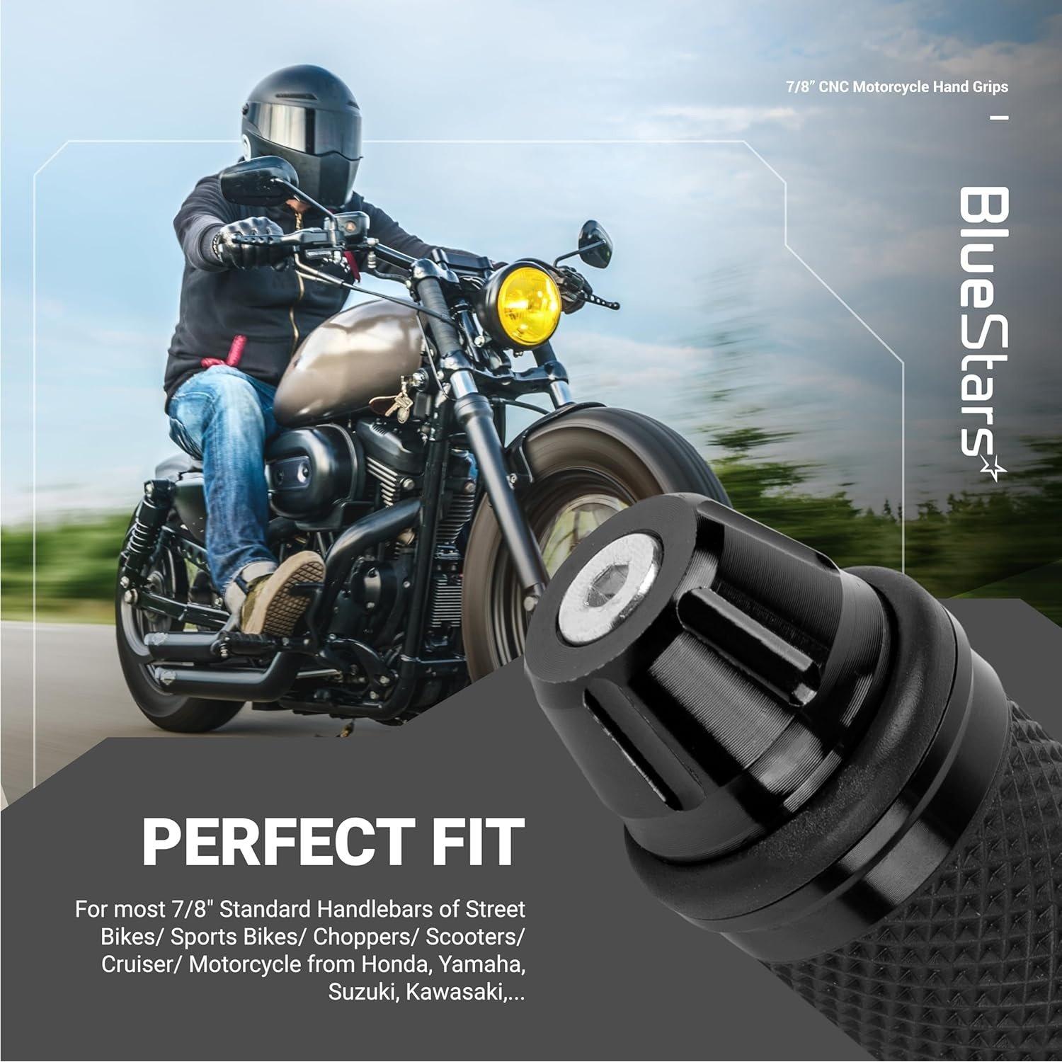 [Lifetime Warranty] CNC Aluminum Rubber Motorcycle Hand Grips 7/8" Handlebars image 5