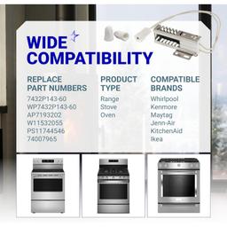 [Lifetime Warranty] W11596211 P7432P143-60 Gas Range Oven Stove Igniter - Compatible with Whirlpool Maytag KitchenAid Kenmore Jenn-Air Ikea - Replaces 7432P143-60 74007965 W11532055 AP7193202 PS11744546 thumbnail 4