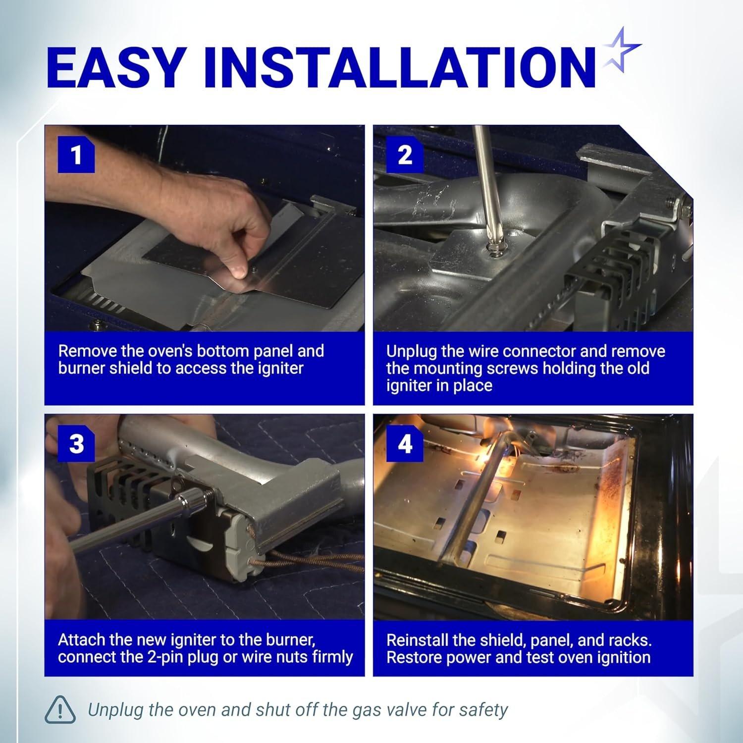 [Lifetime Warranty] W11596211 P7432P143-60 Gas Range Oven Stove Igniter - Compatible with Whirlpool Maytag KitchenAid Kenmore Jenn-Air Ikea - Replaces 7432P143-60 74007965 W11532055 AP7193202 PS11744546 image 7