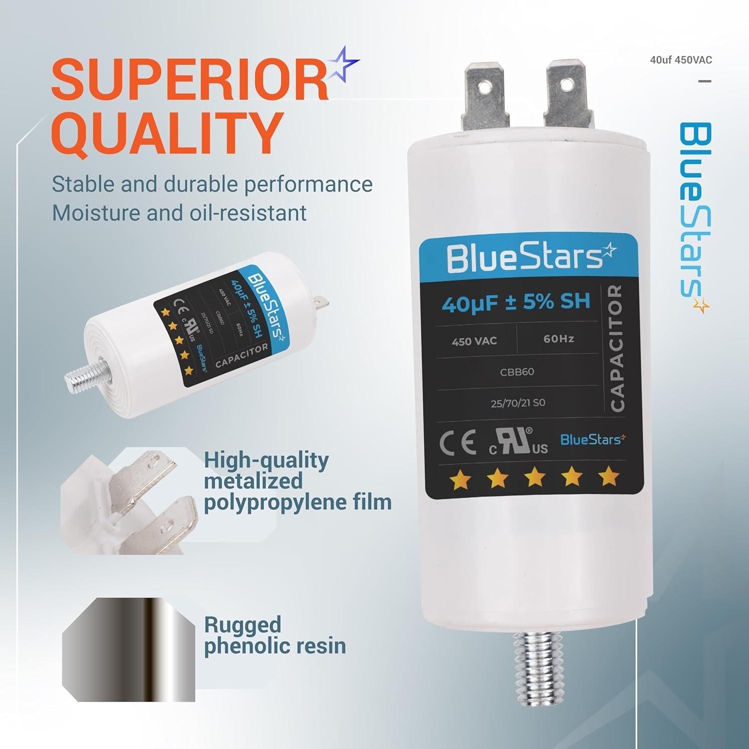 [Lifetime Warranty] 40 uF MFD 450 VAC CBB60 50/60 Hz Run Capacitor with Screw - Fits AC Motors, Electric Motors, Water Pumps image 1