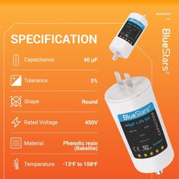 [Lifetime Warranty] 40 uF MFD 450 VAC CBB60 50/60 Hz Run Capacitor with Screw - Fits AC Motors, Electric Motors, Water Pumps thumbnail 3