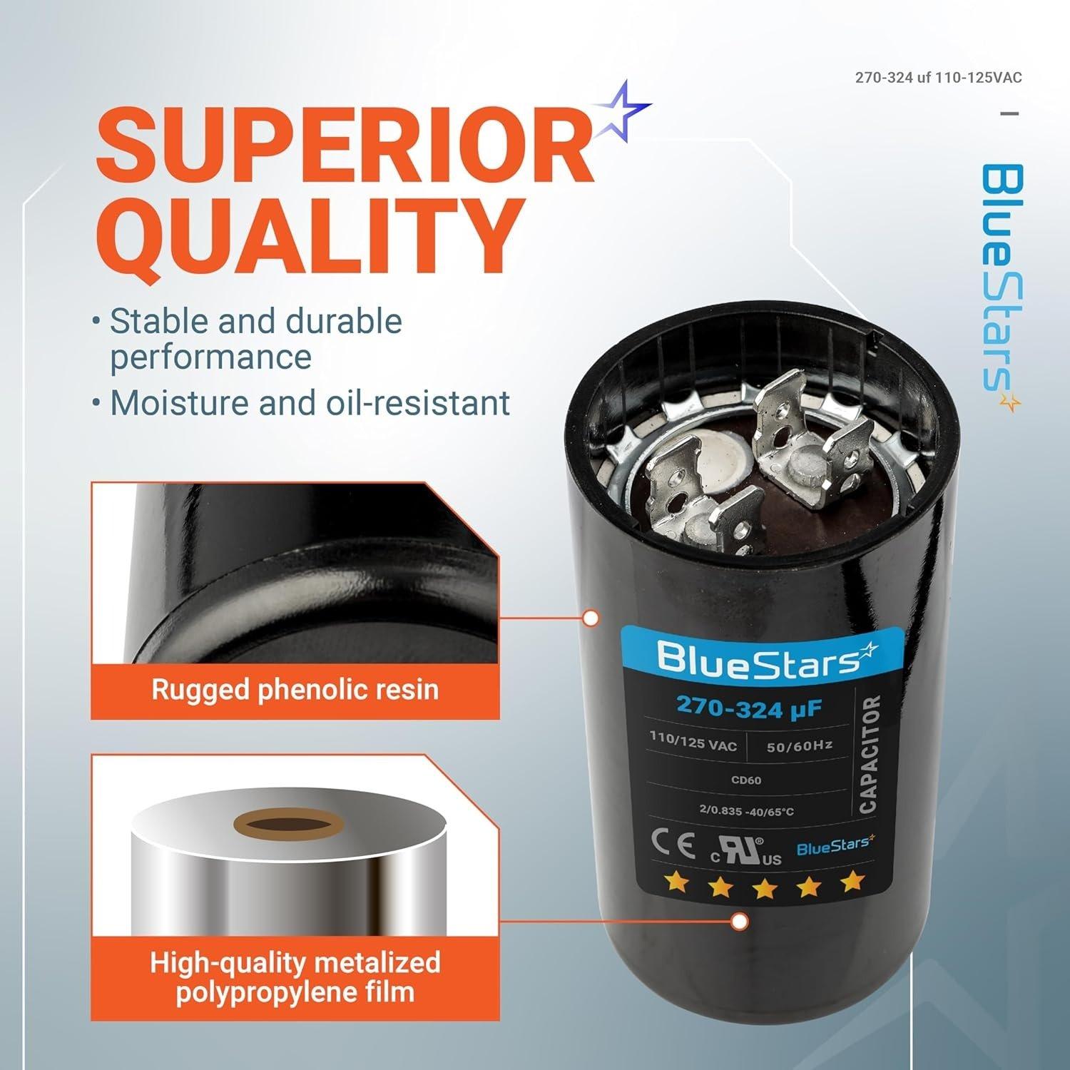 270-324 uF/MFD 110-125 VAC Round Motor Start Capacitor - Pack of 2 image 4