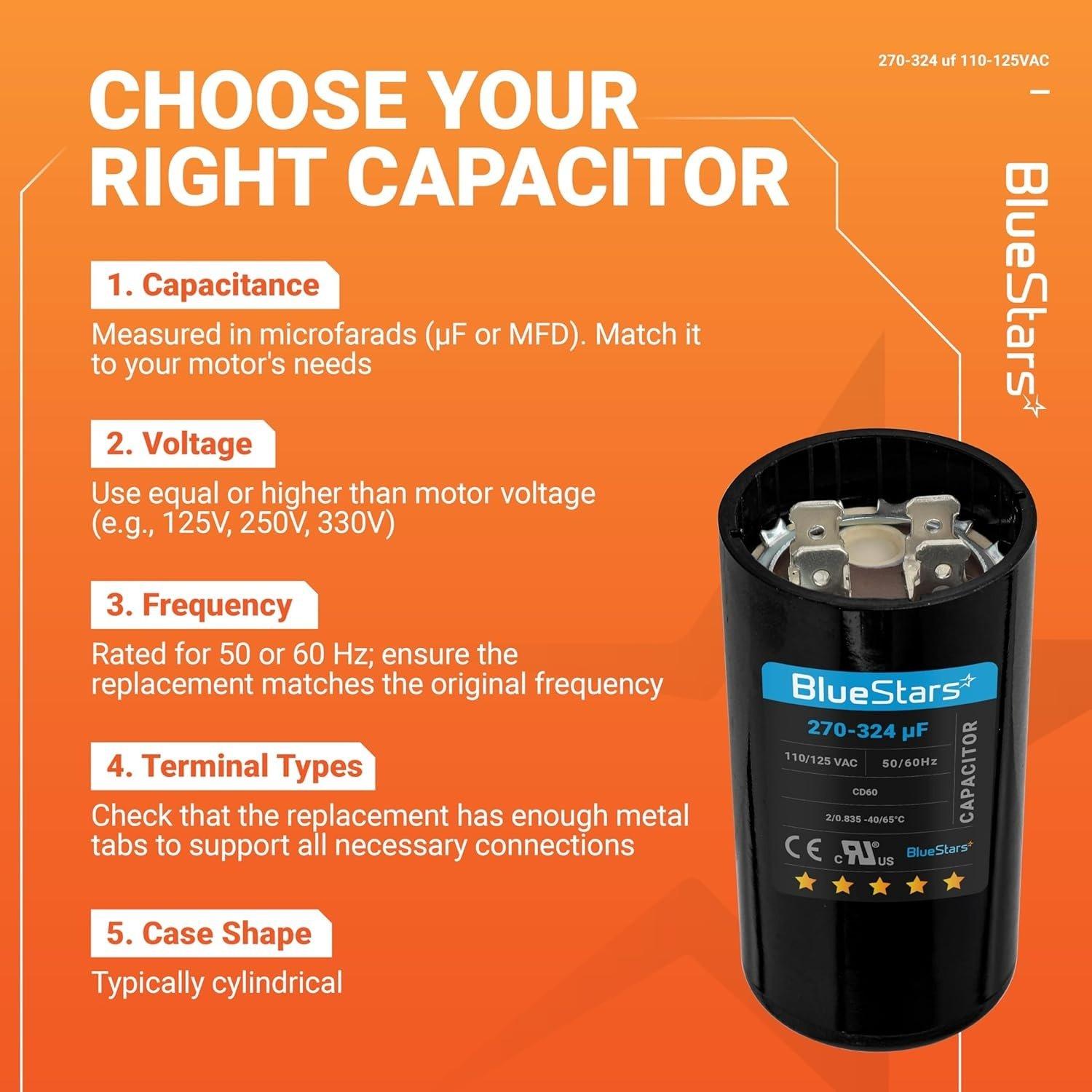 270-324 uF/MFD 110-125 VAC Round Motor Start Capacitor - Pack of 2 image 2
