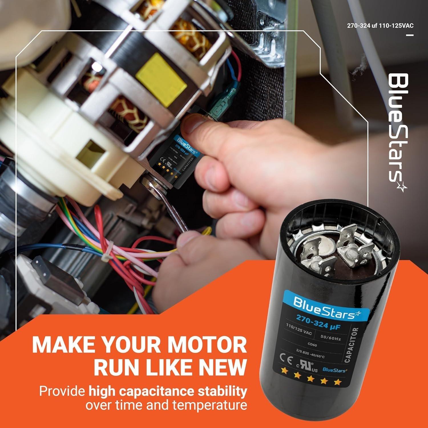 270-324 uF/MFD 110-125 VAC Round Motor Start Capacitor - Pack of 2 image 1