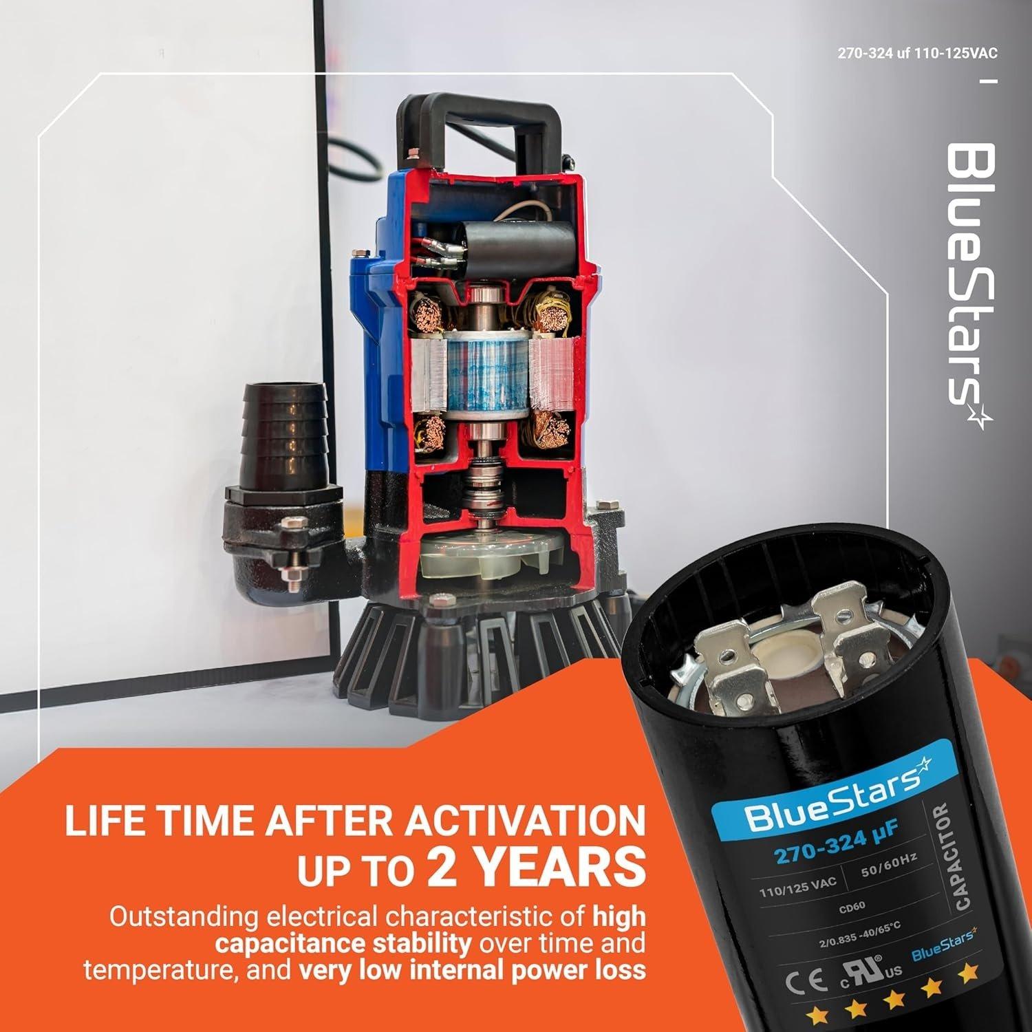 270-324 uF/MFD 110-125 VAC Round Motor Start Capacitor - Pack of 2 image 7